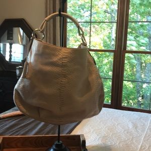Talbots leather bag. Off white with a silver tone. Over sized